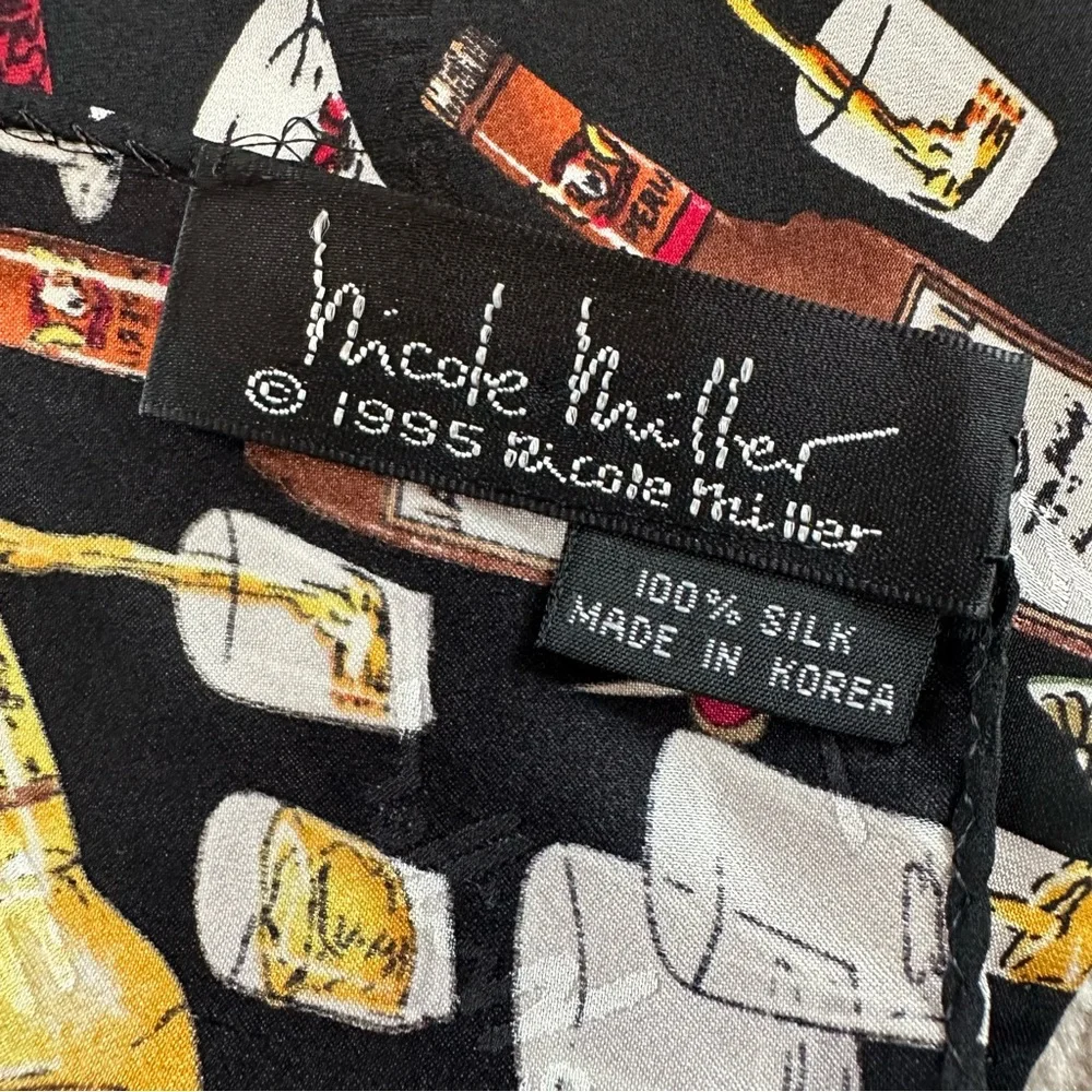 Vintage Nicole Miller Alcohol Bar Spirits Silk Scarf